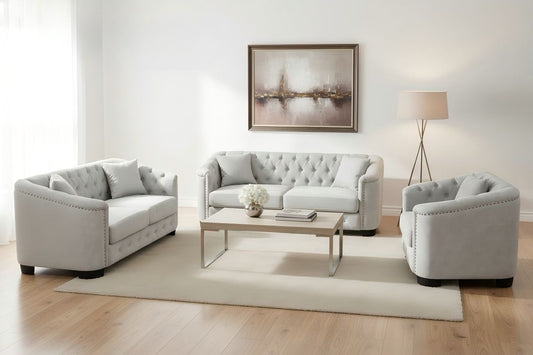 3-Piece Tufted Fabric Sofa Set-D2408