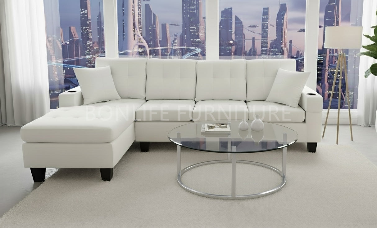 Modern Fabric Sectional Sofa with Cup Holders-D6212