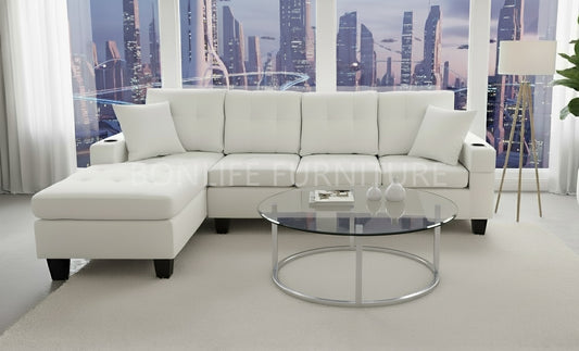 Modern Fabric Sectional Sofa with Cup Holders-D6212