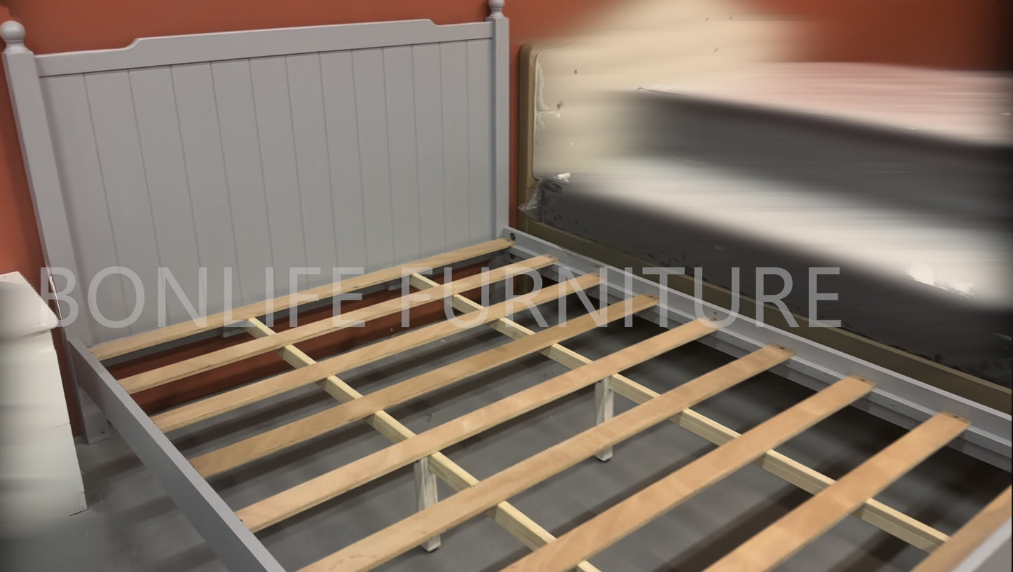 Grey Wood Double Bed – Clearance Sale
