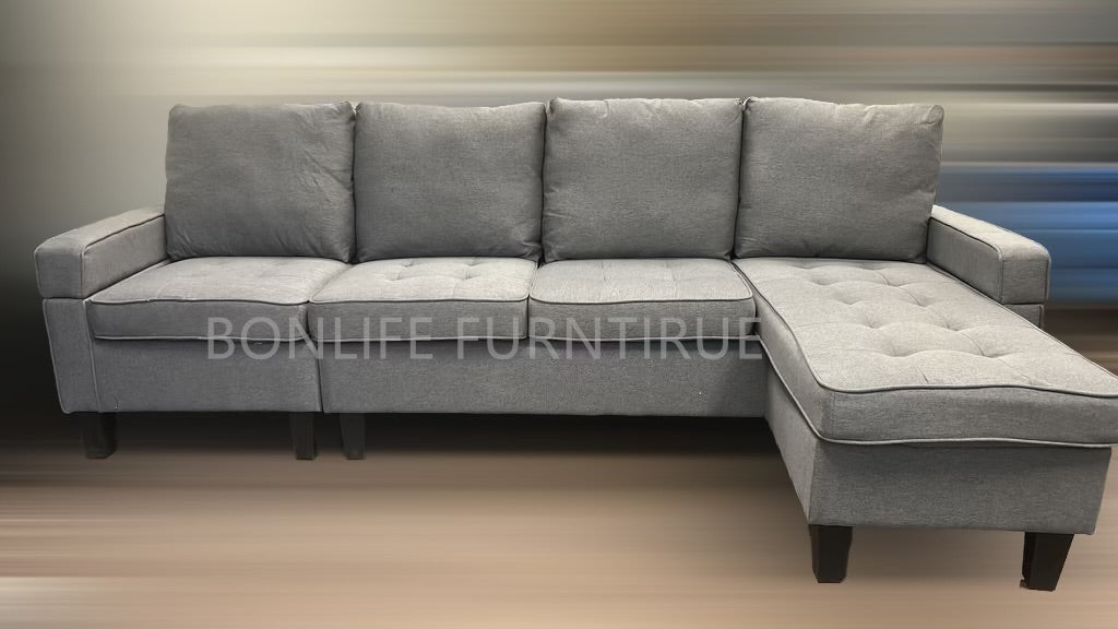 Modern Reversible Fabric Sectional Sofa with Chaise-D2409