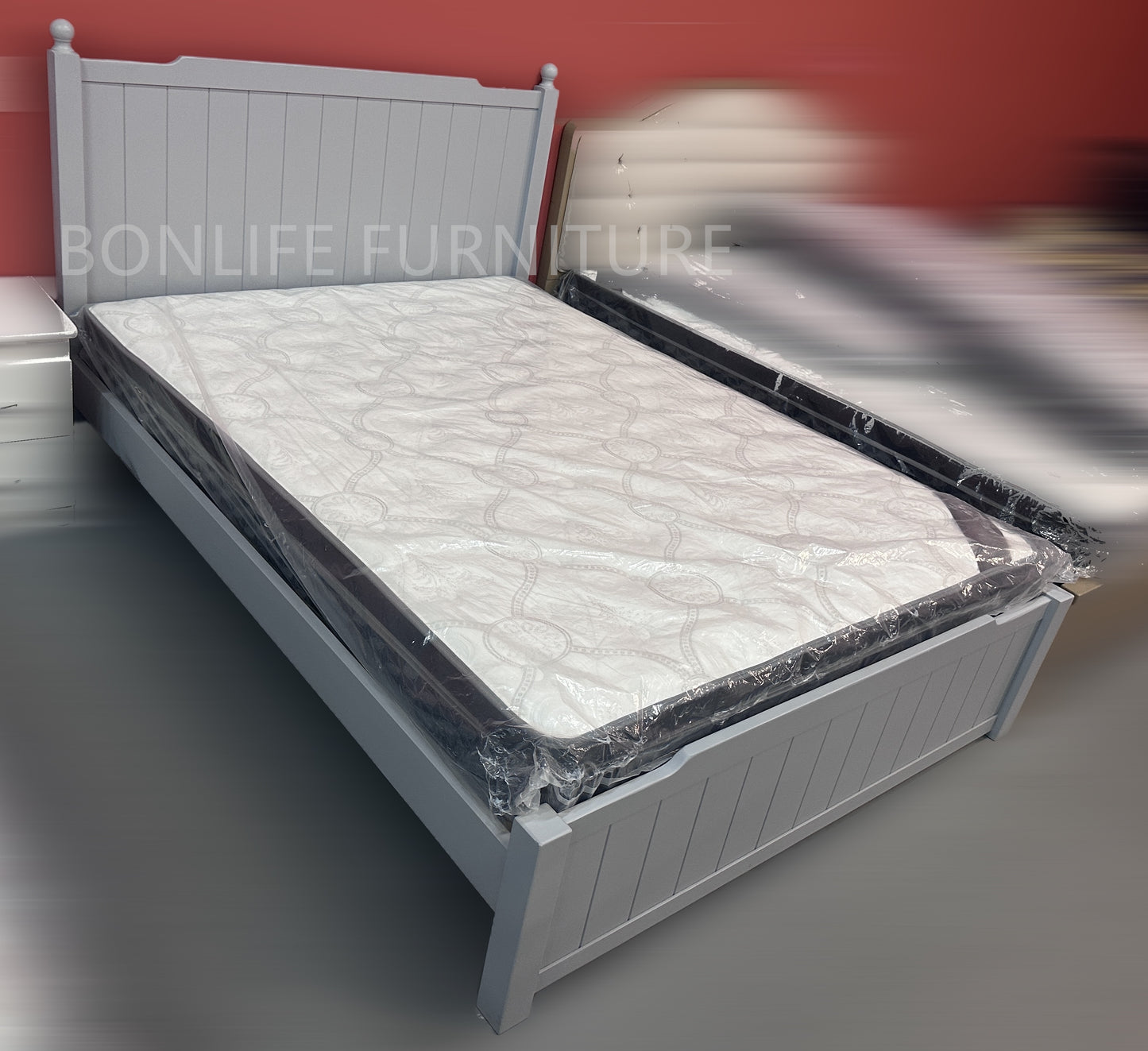 Grey Wood Double Bed – Clearance Sale