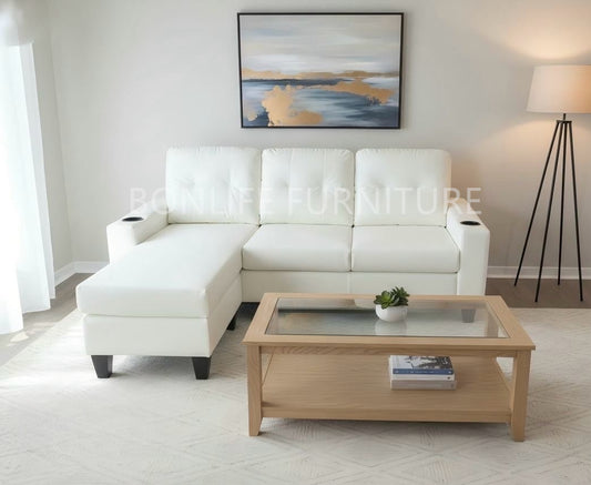 Small Reversible PU Leather Sectional Sofa-D2217