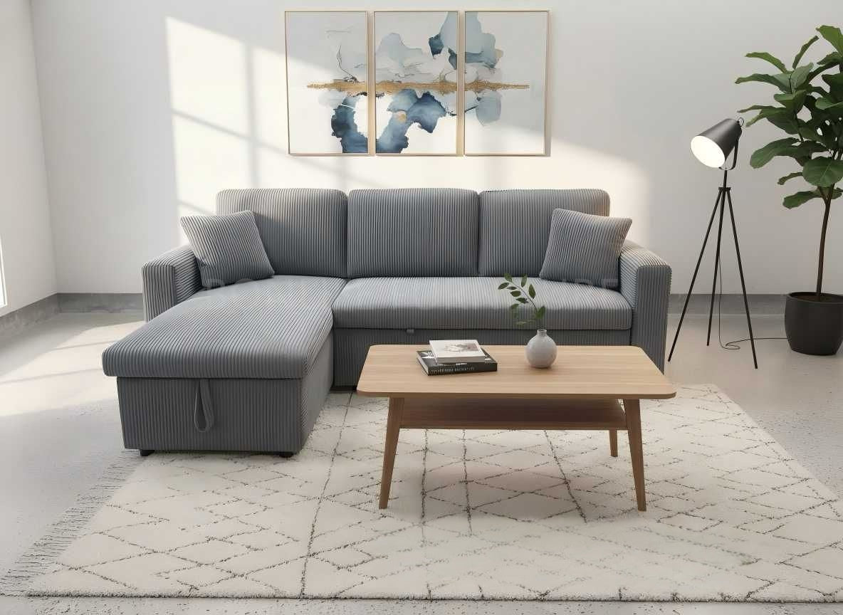 🔥 LIMITED PRE-ORDER 🔥  Corduroy Reversible Sectional Sofa Bed with Storage-D2508