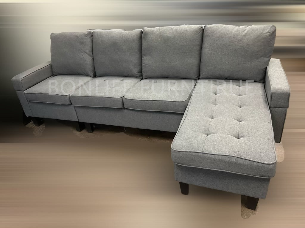 Modern Reversible Fabric Sectional Sofa with Chaise-D2409