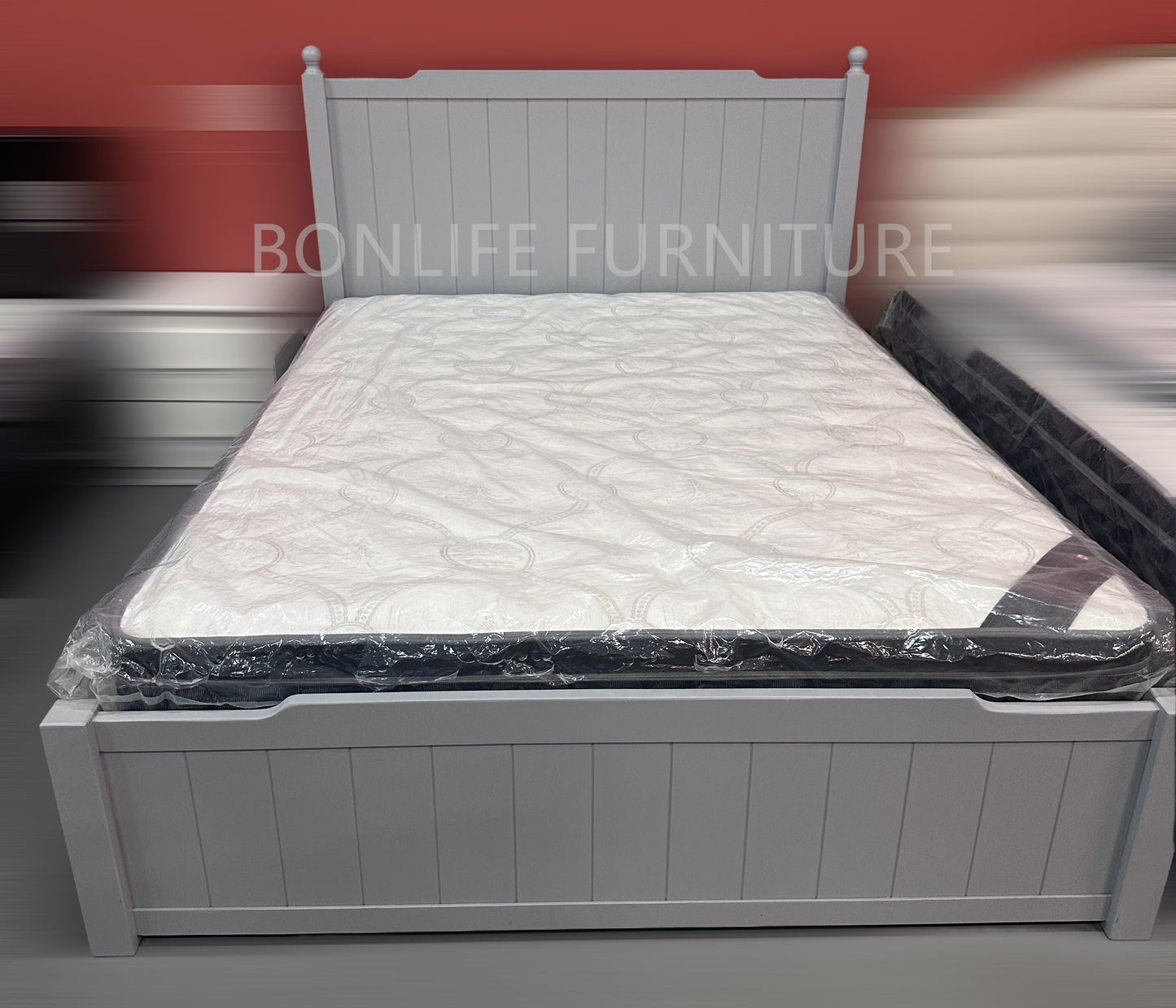 Grey Wood Double Bed – Clearance Sale