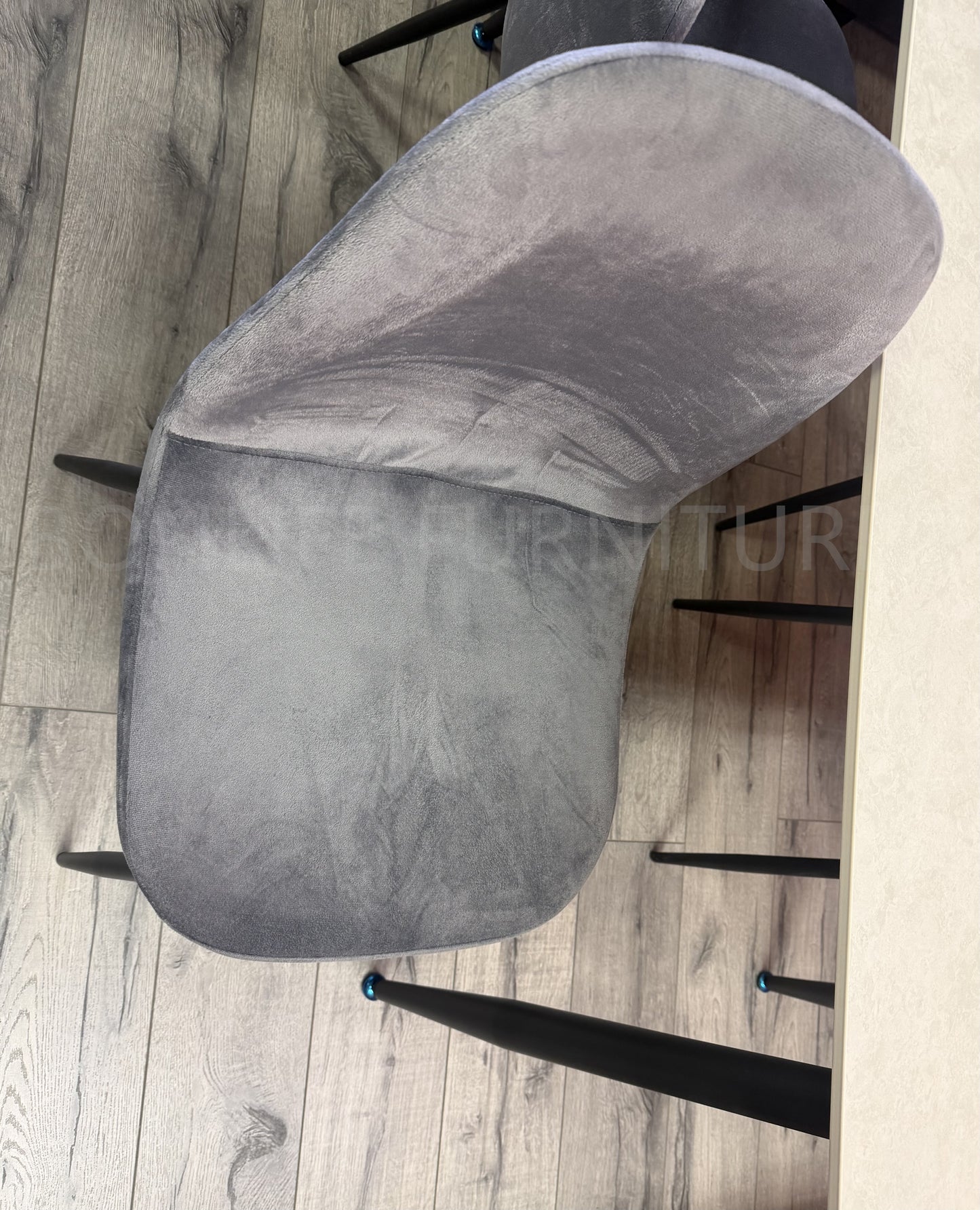 5-Piece Dining Set – 55" Sintered Stone Table with 4 Velvet Chairs-S237