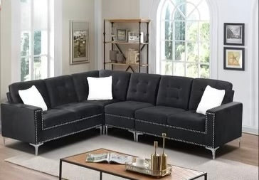 Velvet Reversible Sectional Sofa-2201