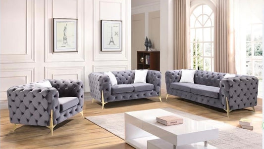 Modern Velvet Tufted 3-Piece Sofa Set-D2011