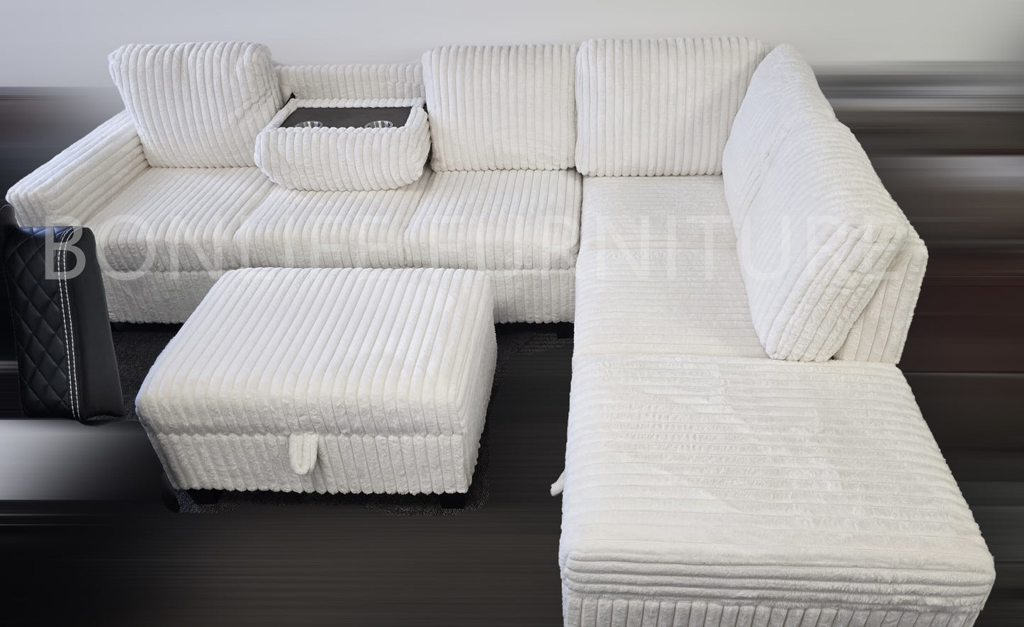 Corduroy Sectional Sofa with Storage -GLORY