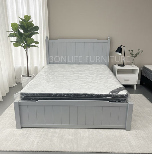 Grey Wood Double Bed – Clearance Sale