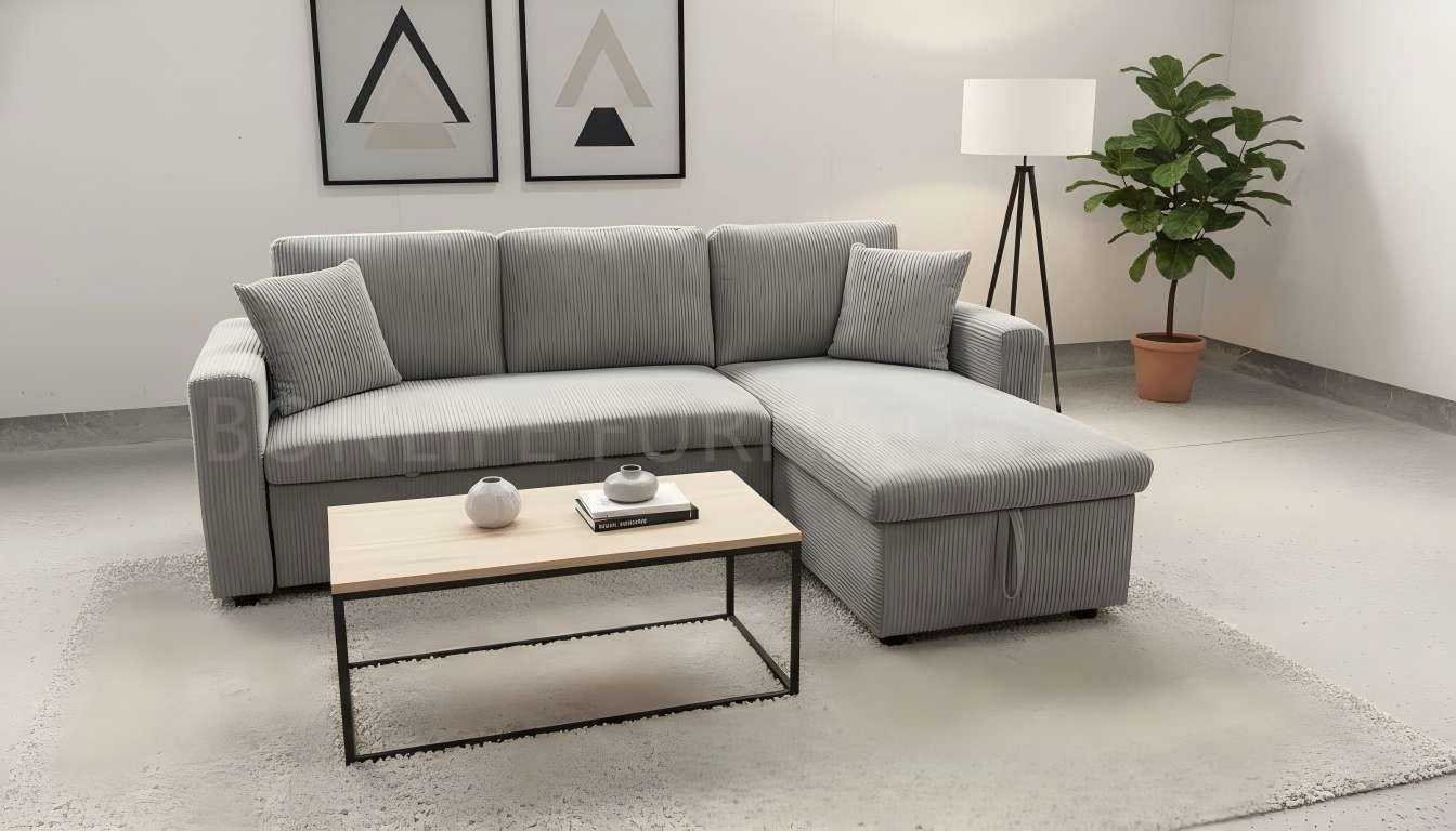 🔥 LIMITED PRE-ORDER 🔥  Corduroy Reversible Sectional Sofa Bed with Storage-D2508