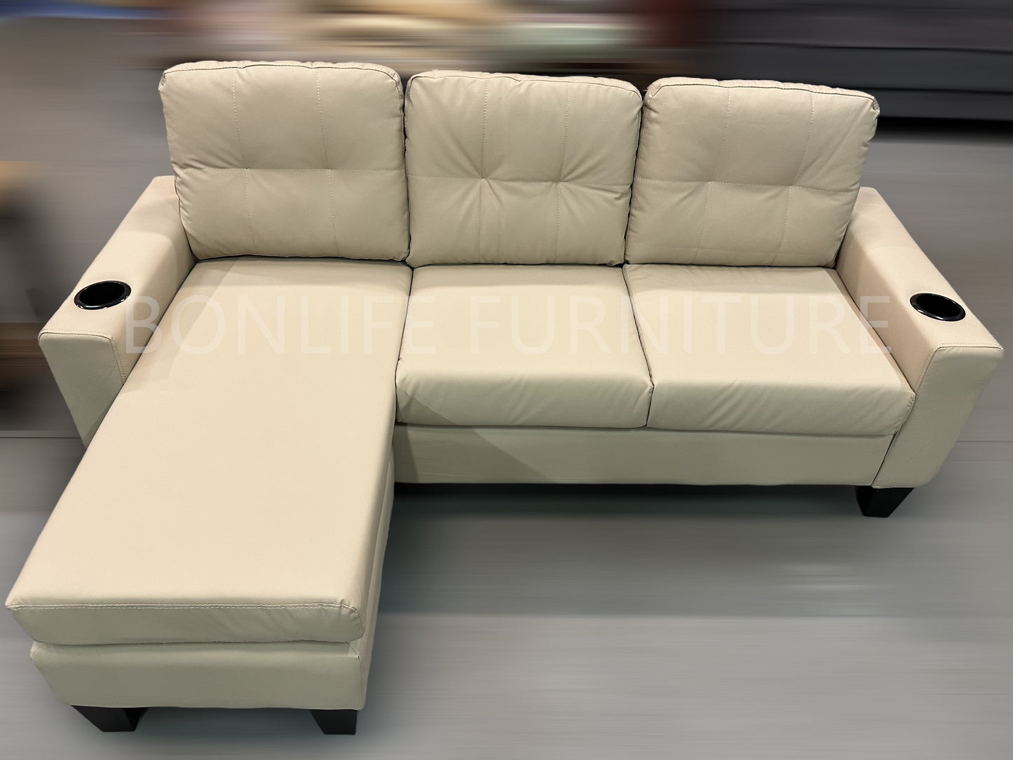 Small Reversible PU Leather Sectional Sofa-D2217