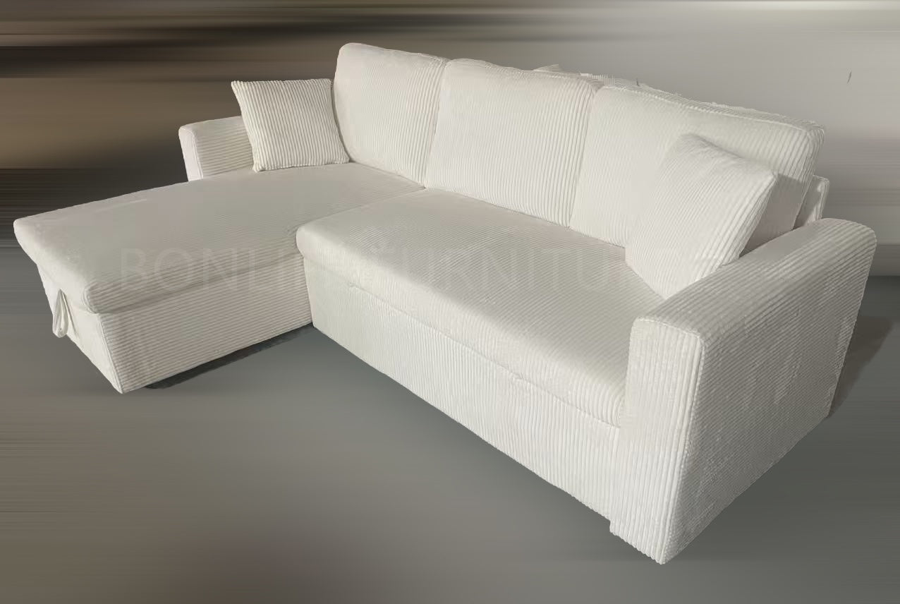 🔥 LIMITED PRE-ORDER 🔥  Corduroy Reversible Sectional Sofa Bed with Storage-D2508