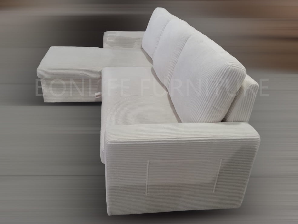 Reversible Corduroy Fabric Sectional Sofa Bed-SHELF