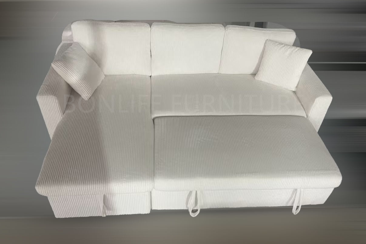 🔥 LIMITED PRE-ORDER 🔥  Corduroy Reversible Sectional Sofa Bed with Storage-D2508