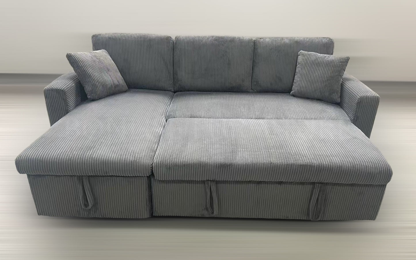 🔥 LIMITED PRE-ORDER 🔥  Corduroy Reversible Sectional Sofa Bed with Storage-D2508