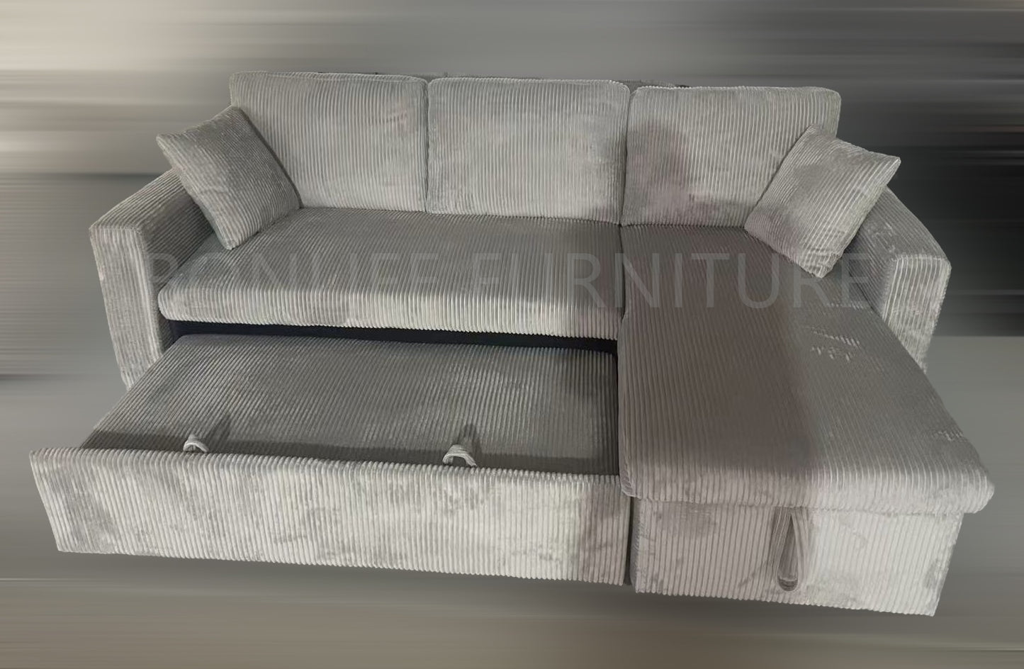 🔥 LIMITED PRE-ORDER 🔥  Corduroy Reversible Sectional Sofa Bed with Storage-D2508