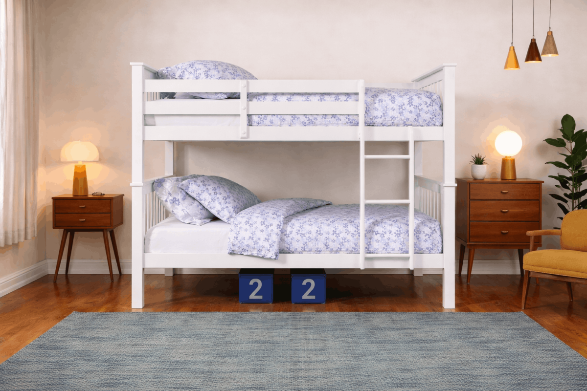 Convertible Twin Over Twin Solid Wood Bunk Bed-T2500