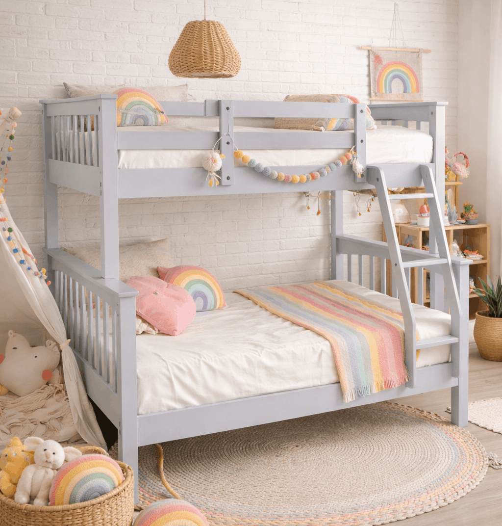 Convertible Twin Over Double Solid Wood Bunk Bed -T2501