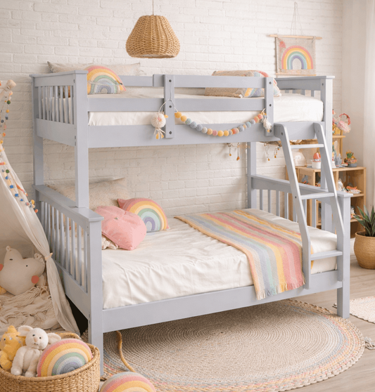 Convertible Twin Over Double Solid Wood Bunk Bed -T2501