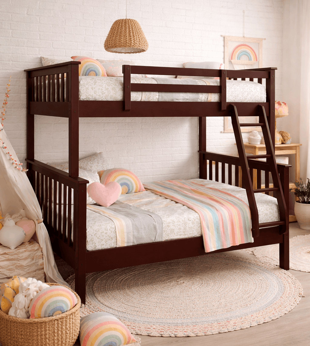 Convertible Twin Over Double Solid Wood Bunk Bed -T2501