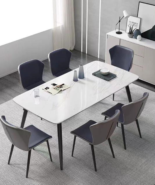 7-Piece White Sintered Stone Dining Set -BDT19
