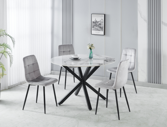 Modern 5-Piece Round Sintered Stone Dining Set-BDT17