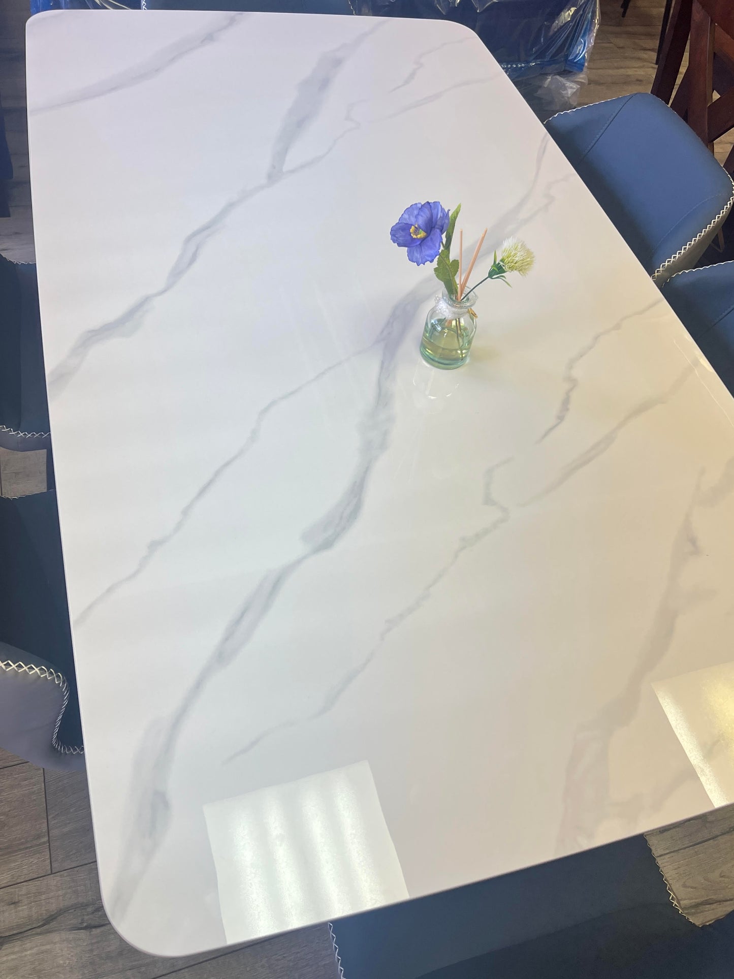 7-Piece White Sintered Stone Dining Set -BDT19
